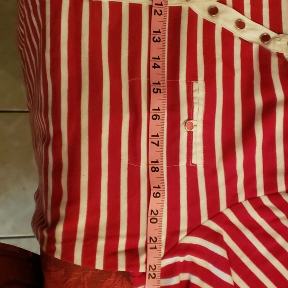 Red and white striped button down shirt. - Picture 7 of 8